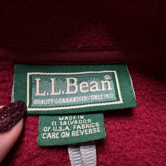 LLBean Men’s Dark Red Fleece 1/4 Snap Pullover with pockets XL Tall - Picture 6 of 7